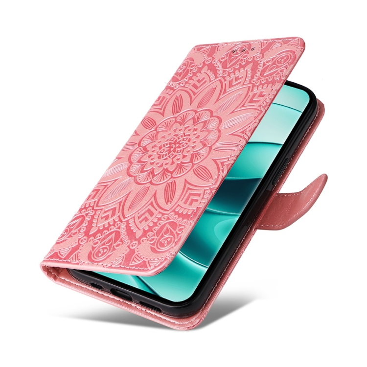 Peňaženkové puzdro Embossing Pattern Slnečnica ružové – Xiaomi Redmi Note 14 Pro 5G | Lacné Kryty Lacné Kryty | Peňaženkové puzdro Embossing Pattern Slnečnica ružové – Xiaomi Redmi Note 14 Pro 5G | Lacné Kryty