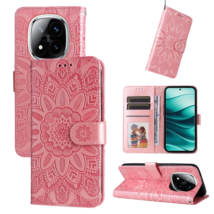 Peňaženkové puzdro Embossing Pattern Slnečnica ružové – Xiaomi Redmi Note 14 Pro 5G | Lacné Kryty Lacné Kryty | Peňaženkové puzdro Embossing Pattern Slnečnica ružové – Xiaomi Redmi Note 14 Pro 5G | Lacné Kryty