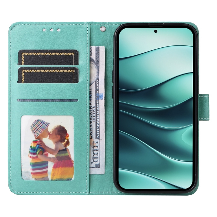Peňaženkové puzdro Embossing Pattern Slnečnica zelené – Xiaomi Redmi Note 14 5G | Lacné Kryty Lacné Kryty | Peňaženkové puzdro Embossing Pattern Slnečnica zelené – Xiaomi Redmi Note 14 5G | Lacné Kryty