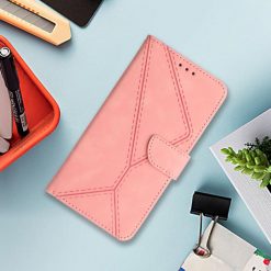 Lacné Kryty | Peňaženkové puzdro Embossing Pattern Stitchy case ružové – Xiaomi Redmi Note 14 (4G) | Lacné Kryty