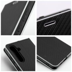 Lacné Kryty | Knižkové puzdro Luna Carbon čierne – Samsung Galaxy A56 | Lacné Kryty