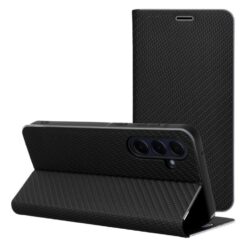 Lacné Kryty | Knižkové puzdro Luna Carbon čierne – Samsung Galaxy A56 | Lacné Kryty