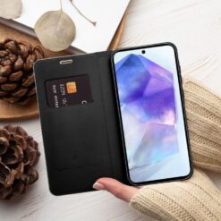Lacné Kryty | Knižkové puzdro Luna Carbon čierne – Samsung Galaxy A56 | Lacné Kryty