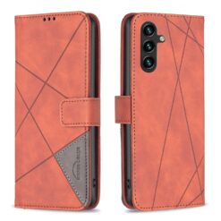 Knižkové puzdro Rhombus hnedé – Samsung Galaxy A56 | Lacné Kryty Lacné Kryty | Knižkové puzdro Rhombus hnedé – Samsung Galaxy A56 | Lacné Kryty