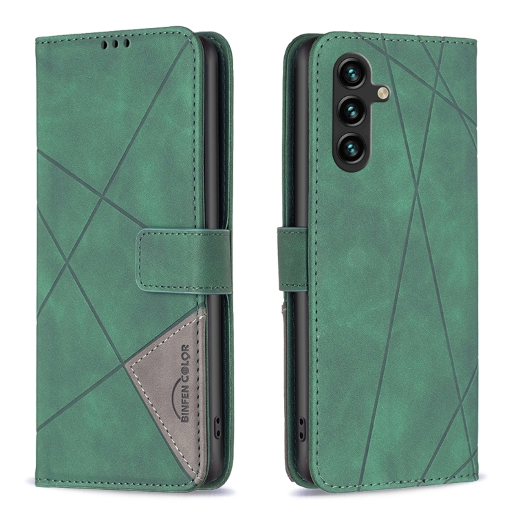 Knižkové puzdro Rhombus zelené – Samsung Galaxy A26 | Lacné Kryty Lacné Kryty | Knižkové puzdro Rhombus zelené – Samsung Galaxy A26 | Lacné Kryty