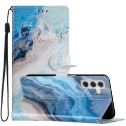 Lacné Kryty | Knižkové puzdro Trendy Cross case Modrý mramor – Samsung Galaxy A56 | Lacné Kryty