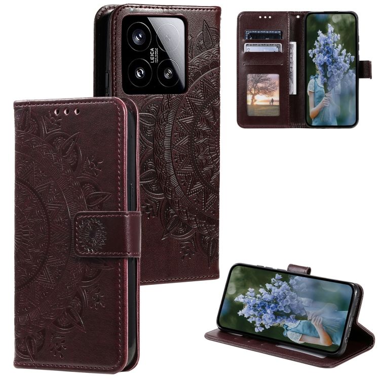 Peňaženkové puzdro Embossing Pattern Flowery Mandala hnedé – Xiaomi 15 | Lacné Kryty Lacné Kryty | Peňaženkové puzdro Embossing Pattern Flowery Mandala hnedé – Xiaomi 15 | Lacné Kryty