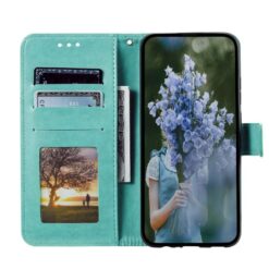 Lacné Kryty | Peňaženkové puzdro Embossing Pattern Flowery Mandala zelené – Xiaomi 15 | Lacné Kryty
