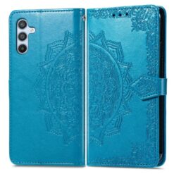 Peňaženkové puzdro Embossing Pattern Mandala Flower modré – Samsung Galaxy A36
