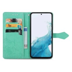 Lacné Kryty | Peňaženkové puzdro Embossing Pattern Mandala Flower zelené – Samsung Galaxy A56 | Lacné Kryty