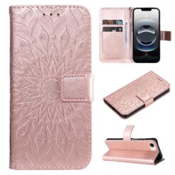Peňaženkové puzdro Embossing Pattern Slnečnica bledoružové – Apple iPhone 16e / 17e | Lacné Kryty Lacné Kryty | Peňaženkové puzdro Embossing Pattern Slnečnica bledoružové – Apple iPhone 16e / 17e | Lacné Kryty