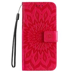 Lacné Kryty | Peňaženkové puzdro Embossing Pattern Slnečnica červené – Apple iPhone 16e / 17e | Lacné Kryty