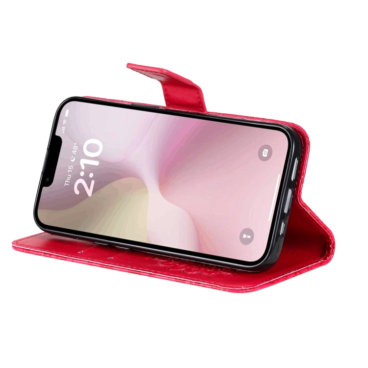 Peňaženkové puzdro Embossing Pattern Slnečnica červené – Apple iPhone 16e / 17e | Lacné Kryty Lacné Kryty | Peňaženkové puzdro Embossing Pattern Slnečnica červené – Apple iPhone 16e / 17e | Lacné Kryty