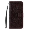 Lacné Kryty | Peňaženkové puzdro Embossing Pattern Slnečnica fialové – Apple iPhone 16e / 17e | Lacné Kryty