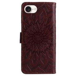 Lacné Kryty | Peňaženkové puzdro Embossing Pattern Slnečnica hnedé – Apple iPhone 16e / 17e | Lacné Kryty