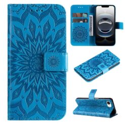 Peňaženkové puzdro Embossing Pattern Slnečnica modré – Apple iPhone 16e / 17e | Lacné Kryty Lacné Kryty | Peňaženkové puzdro Embossing Pattern Slnečnica modré – Apple iPhone 16e / 17e | Lacné Kryty