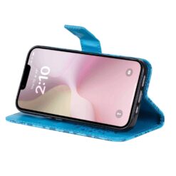 Peňaženkové puzdro Embossing Pattern Slnečnica modré – Apple iPhone 16e / 17e | Lacné Kryty Lacné Kryty | Peňaženkové puzdro Embossing Pattern Slnečnica modré – Apple iPhone 16e / 17e | Lacné Kryty