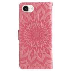 Peňaženkové puzdro Embossing Pattern Slnečnica ružové – Apple iPhone 16e / 17e | Lacné Kryty Lacné Kryty | Peňaženkové puzdro Embossing Pattern Slnečnica ružové – Apple iPhone 16e / 17e | Lacné Kryty