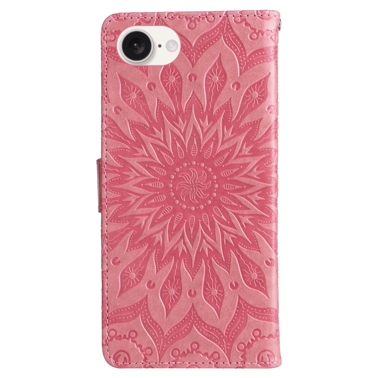 Peňaženkové puzdro Embossing Pattern Slnečnica ružové – Apple iPhone 16e / 17e | Lacné Kryty Lacné Kryty | Peňaženkové puzdro Embossing Pattern Slnečnica ružové – Apple iPhone 16e / 17e | Lacné Kryty