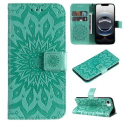 Peňaženkové puzdro Embossing Pattern Slnečnica zelené – Apple iPhone 16e / 17e | Lacné Kryty Lacné Kryty | Peňaženkové puzdro Embossing Pattern Slnečnica zelené – Apple iPhone 16e / 17e | Lacné Kryty