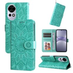 Lacné Kryty | Peňaženkové puzdro Embossing Pattern Slnečnica zelené – Huawei Nova 13 | Lacné Kryty
