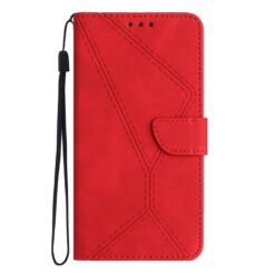 Lacné Kryty | Peňaženkové puzdro Embossing Pattern Stitchy case červené – Apple iPhone 16e / 17e | Lacné Kryty