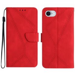 Peňaženkové puzdro Embossing Pattern Stitchy case červené – Apple iPhone 16e / 17e | Lacné Kryty Lacné Kryty | Peňaženkové puzdro Embossing Pattern Stitchy case červené – Apple iPhone 16e / 17e | Lacné Kryty