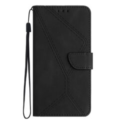 Lacné Kryty | Peňaženkové puzdro Embossing Pattern Stitchy case čierne – Apple iPhone 16e / 17e | Lacné Kryty
