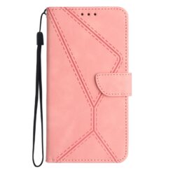 Lacné Kryty | Peňaženkové puzdro Embossing Pattern Stitchy case ružové – Apple iPhone 16e / 17e | Lacné Kryty