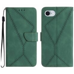 Lacné Kryty | Peňaženkové puzdro Embossing Pattern Stitchy case zelené – Apple iPhone 16e / 17e | Lacné Kryty