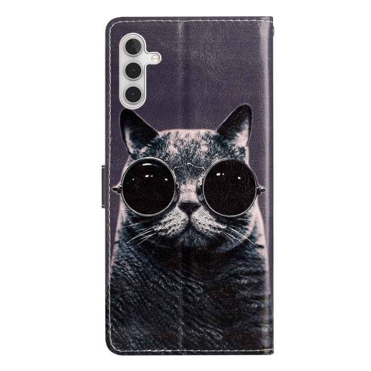 Knižkové puzdro Trendy Cross case Mačka s okuliarmi – Samsung Galaxy A26 | Lacné Kryty Lacné Kryty | Knižkové puzdro Trendy Cross case Mačka s okuliarmi – Samsung Galaxy A26 | Lacné Kryty