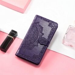 Lacné Kryty | Peňaženkové puzdro Embossing Pattern Mandala Flower fialové – Honor 400 Lite | Lacné Kryty