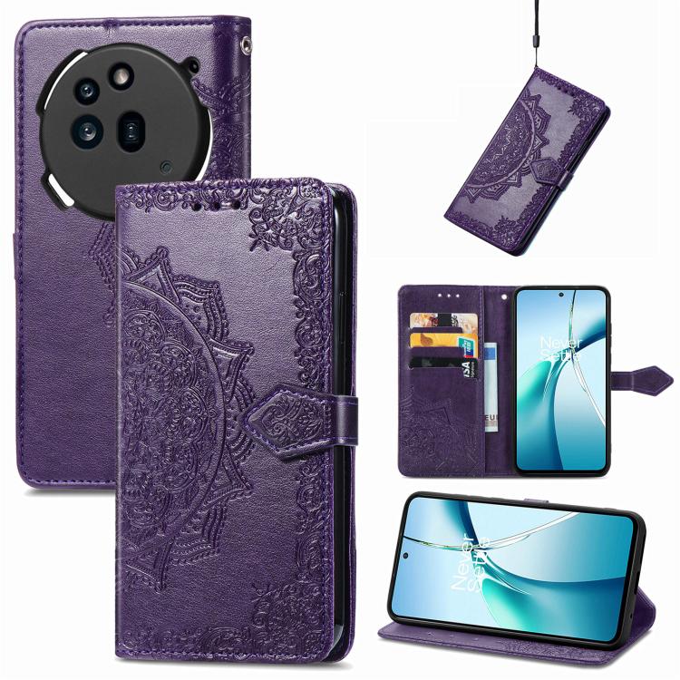 Peňaženkové puzdro Embossing Pattern Mandala Flower fialové – Nothing Phone (3a) | Lacné Kryty Lacné Kryty | Peňaženkové puzdro Embossing Pattern Mandala Flower fialové – Nothing Phone (3a) | Lacné Kryty