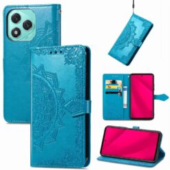 Lacné Kryty | Peňaženkové puzdro Embossing Pattern Mandala Flower modré – Honor 400 Lite | Lacné Kryty