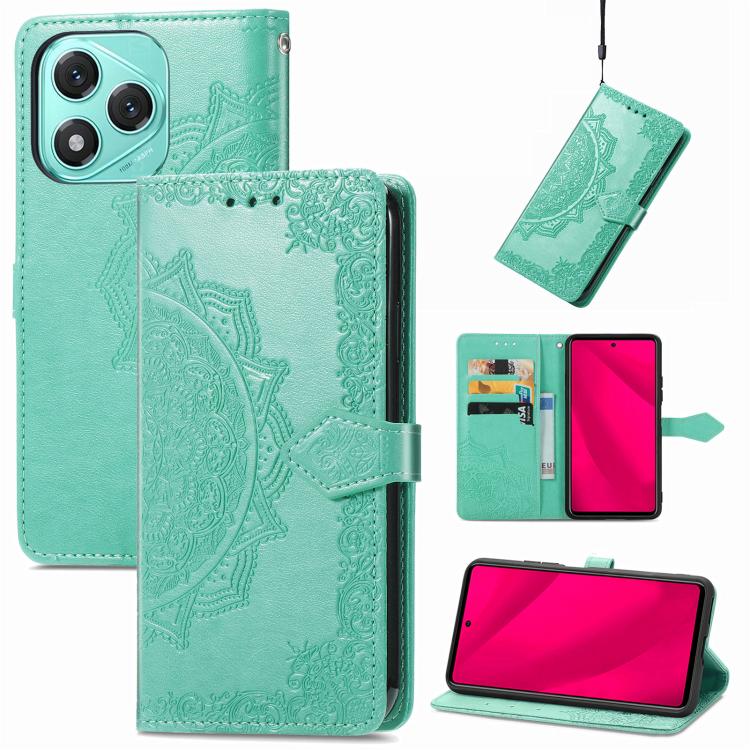 Peňaženkové puzdro Embossing Pattern Mandala Flower zelené – Honor 400 Lite | Lacné Kryty Lacné Kryty | Peňaženkové puzdro Embossing Pattern Mandala Flower zelené – Honor 400 Lite | Lacné Kryty