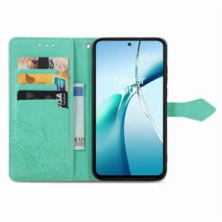 Lacné Kryty | Peňaženkové puzdro Embossing Pattern Mandala Flower zelené – Nothing Phone (3a) Pro | Lacné Kryty