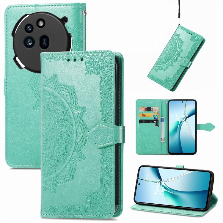 Peňaženkové puzdro Embossing Pattern Mandala Flower zelené – Nothing Phone (3a) | Lacné Kryty Lacné Kryty | Peňaženkové puzdro Embossing Pattern Mandala Flower zelené – Nothing Phone (3a) | Lacné Kryty