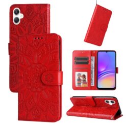 Lacné Kryty | Peňaženkové puzdro Embossing Pattern Slnečnica červené – Samsung Galaxy A06 | Lacné Kryty