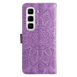 Lacné Kryty | Peňaženkové puzdro Embossing Pattern Slnečnica fialové – Infinix Hot 50 Pro+ (50 Pro Plus) | Lacné Kryty