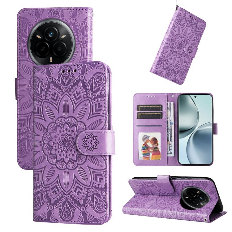 Peňaženkové puzdro Embossing Pattern Slnečnica fialové – Realme 14 Pro+ (14 Pro Plus) | Lacné Kryty Lacné Kryty | Peňaženkové puzdro Embossing Pattern Slnečnica fialové – Realme 14 Pro+ (14 Pro Plus) | Lacné Kryty
