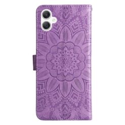 Lacné Kryty | Peňaženkové puzdro Embossing Pattern Slnečnica fialové – Samsung Galaxy A06 | Lacné Kryty