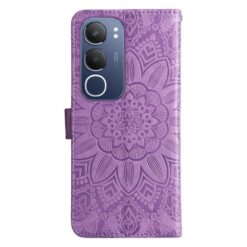 Peňaženkové puzdro Embossing Pattern Slnečnica fialové – Vivo Y19s | Lacné Kryty Lacné Kryty | Peňaženkové puzdro Embossing Pattern Slnečnica fialové – Vivo Y19s | Lacné Kryty