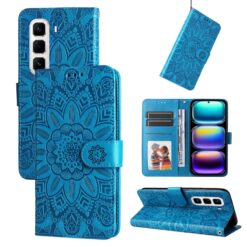 Peňaženkové puzdro Embossing Pattern Slnečnica modré – Infinix Hot 50 Pro+ (50 Pro Plus) | Lacné Kryty Lacné Kryty | Peňaženkové puzdro Embossing Pattern Slnečnica modré – Infinix Hot 50 Pro+ (50 Pro Plus) | Lacné Kryty