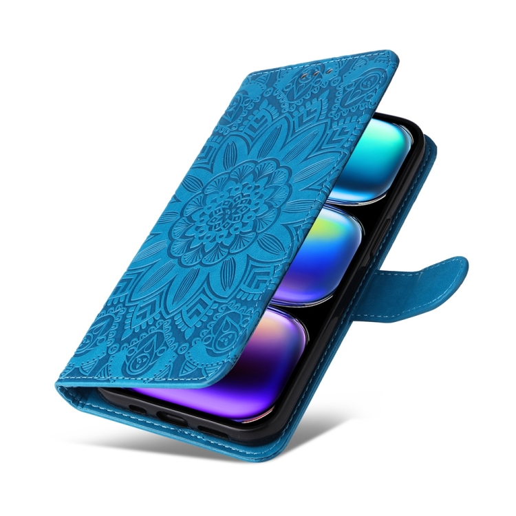 Peňaženkové puzdro Embossing Pattern Slnečnica modré – Infinix Hot 50 Pro+ (50 Pro Plus) | Lacné Kryty Lacné Kryty | Peňaženkové puzdro Embossing Pattern Slnečnica modré – Infinix Hot 50 Pro+ (50 Pro Plus) | Lacné Kryty