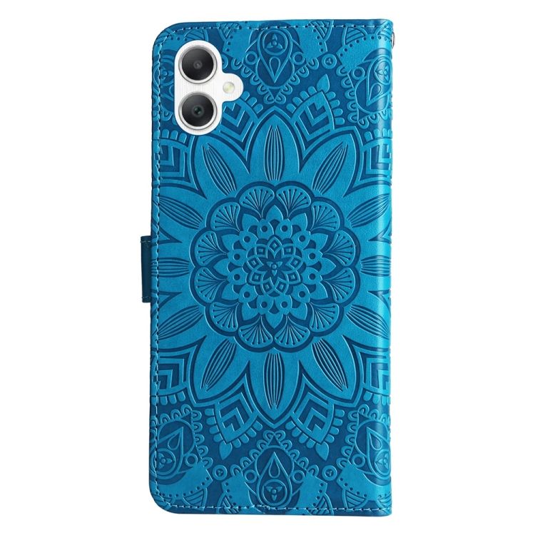 Peňaženkové puzdro Embossing Pattern Slnečnica modré – Samsung Galaxy A06 | Lacné Kryty Lacné Kryty | Peňaženkové puzdro Embossing Pattern Slnečnica modré – Samsung Galaxy A06 | Lacné Kryty