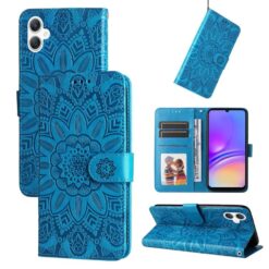 Peňaženkové puzdro Embossing Pattern Slnečnica modré – Samsung Galaxy A06 | Lacné Kryty Lacné Kryty | Peňaženkové puzdro Embossing Pattern Slnečnica modré – Samsung Galaxy A06 | Lacné Kryty