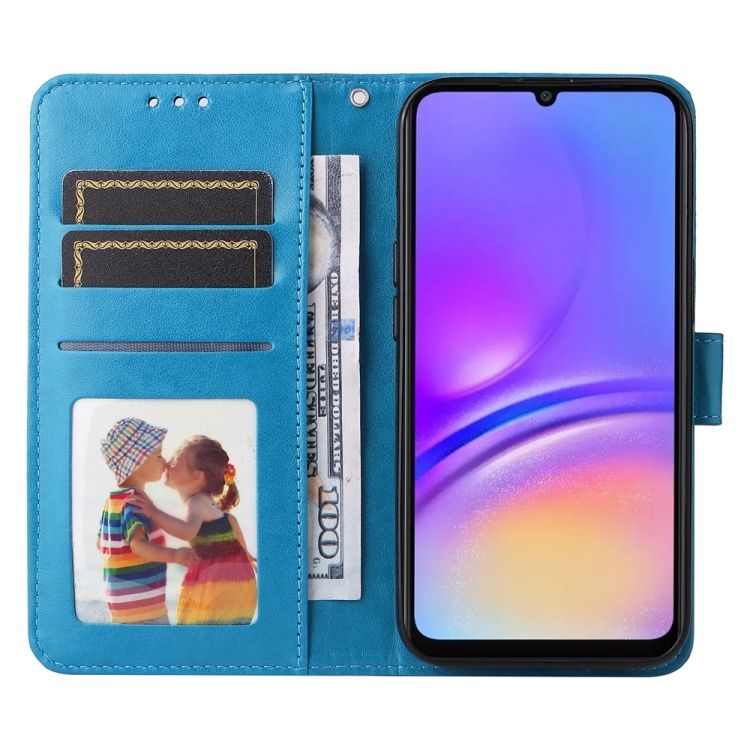 Peňaženkové puzdro Embossing Pattern Slnečnica modré – Samsung Galaxy A06 | Lacné Kryty Lacné Kryty | Peňaženkové puzdro Embossing Pattern Slnečnica modré – Samsung Galaxy A06 | Lacné Kryty