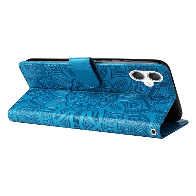 Peňaženkové puzdro Embossing Pattern Slnečnica modré – Samsung Galaxy A06 | Lacné Kryty Lacné Kryty | Peňaženkové puzdro Embossing Pattern Slnečnica modré – Samsung Galaxy A06 | Lacné Kryty