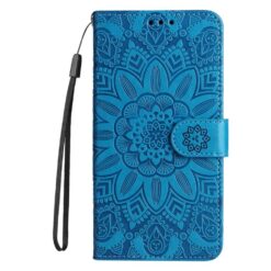 Lacné Kryty | Peňaženkové puzdro Embossing Pattern Slnečnica modré – Vivo Y19s | Lacné Kryty