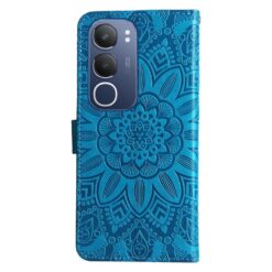 Lacné Kryty | Peňaženkové puzdro Embossing Pattern Slnečnica modré – Vivo Y19s | Lacné Kryty
